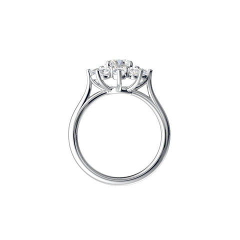 14k White Gold Diamond Cluster Ring, Size 7