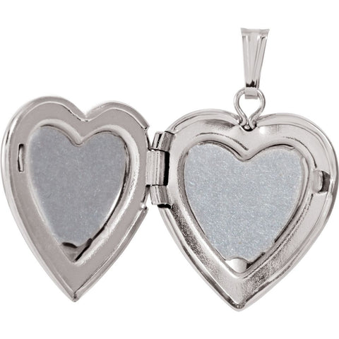 Sterling Silver 15mm .010 CTW Diamond Heart Locket