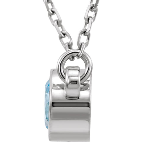 14k White Gold Blue Zircon 16" Necklace