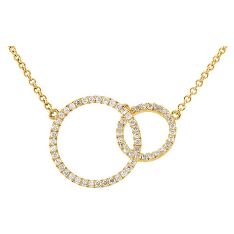 14k Yellow Gold 1/3 CTW Diamond Circle 18" Necklace