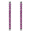 14k White Gold 20x14.5mm Pink Sapphire Hoop Earrings