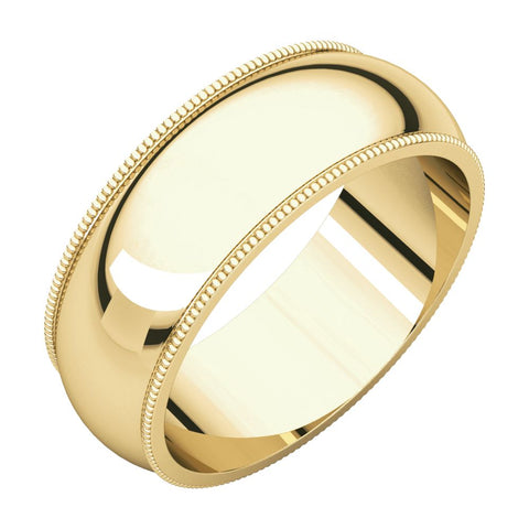 14k Yellow Gold 7mm Milgrain Wedding Band, Size 11
