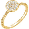 14k Yellow Gold 1/6 ctw. Diamond Cluster Rope Ring, Size 7