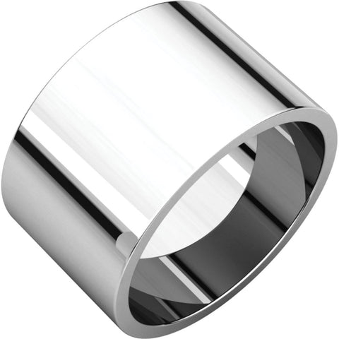 14k White Gold 12mm Flat Band, Size 7