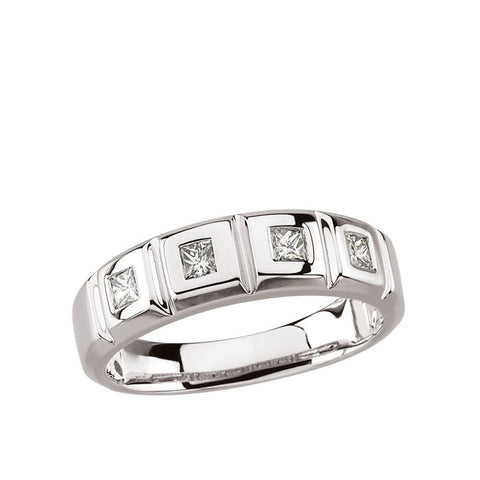 14k White Gold 1/4 CTW Diamond Anniversary Band, Size 7