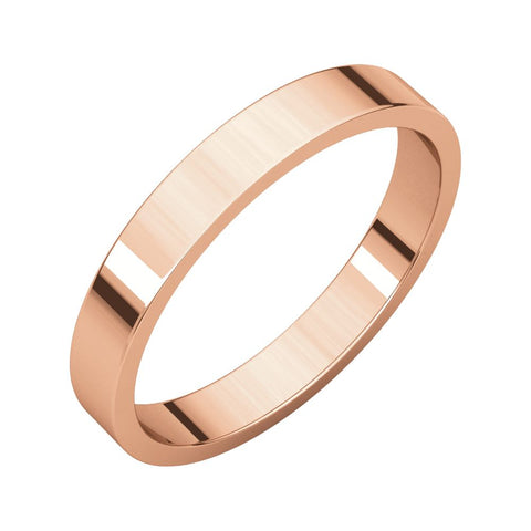 14k Rose Gold 3mm Flat Band, Size 7