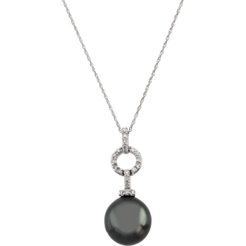 14k White Gold Circle Pendant for Pearl