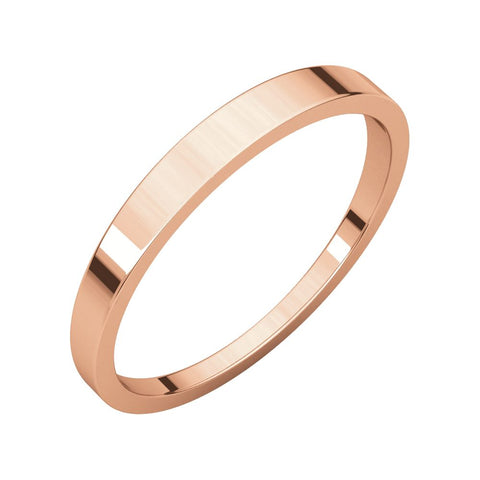 14k Rose Gold 2.5mm Flat Tapered Band, Size 6