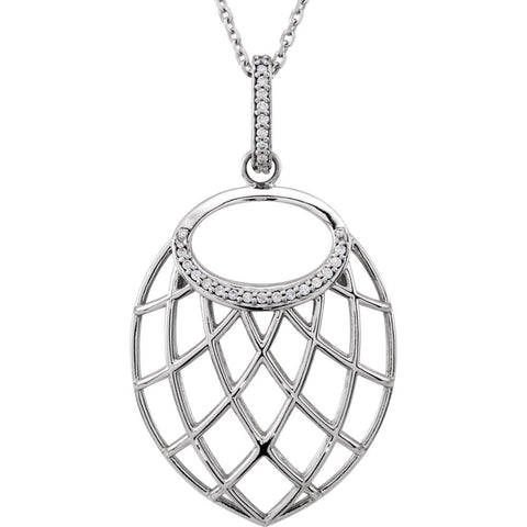 14k White Gold .06 CTW Diamond Nest Design 18" Necklace