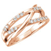 14k Rose Gold 1/4 ctw. Diamond Criss-Cross Ring, Size 7