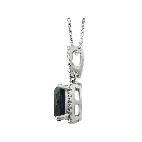 14k White Gold Onyx & .03 CTW Diamond 18" Necklace