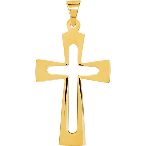 14k Yellow Gold 27.5x18mm Cross Pendant
