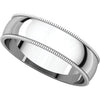 14k White Gold 5mm Light Milgrain Band, Size 6