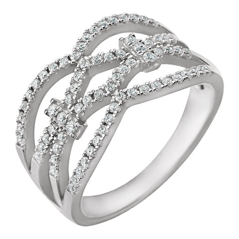 14k White Gold 3/8 CTW Diamond Ring, Size 7