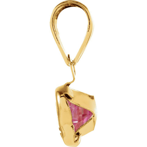 14k Yellow Gold October CZ Birthstone Pendant