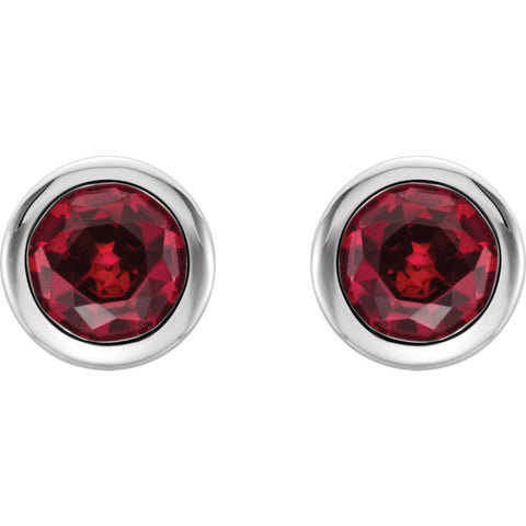 14k White Gold Chatham® Created Ruby Earrings