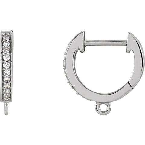 14k White Gold 1/10 CTW Diamond Accented Preset Click-In Earrings with Ring