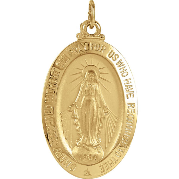 14k Yellow Gold 26x18mm Oval Miraculous Medal
