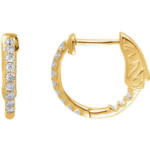 14k Yellow Gold 1/4 CTW Diamond Inside/Outside Hoop Earrings