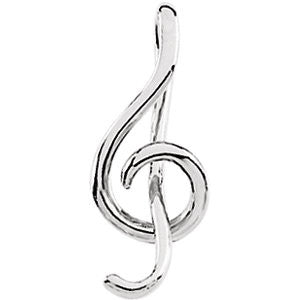 14k White Gold Treble Clef Pendant