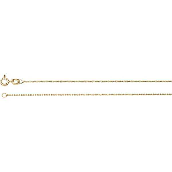14k Yellow Gold 1mm Solid Bead 24" Chain