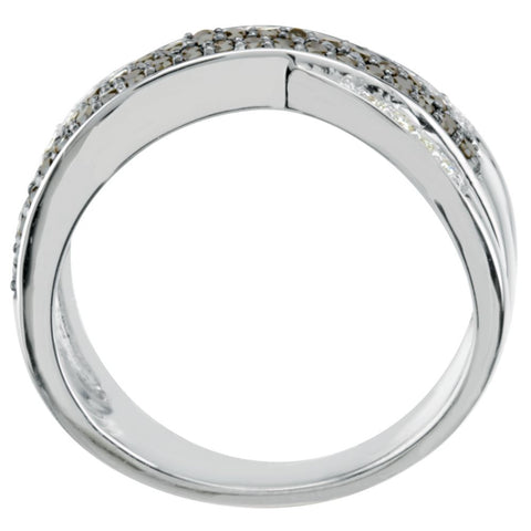 14k White Gold Criss Cross Ring, Size 7