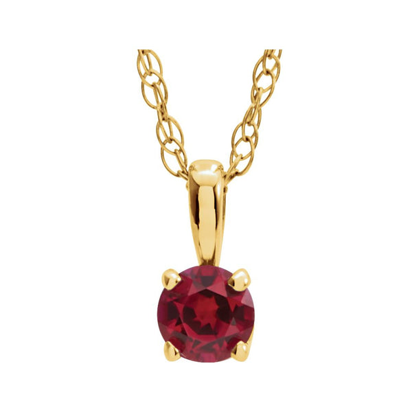 14k Yellow Gold Chatham® Created Ruby "July" Birthstone 14" Necklace
