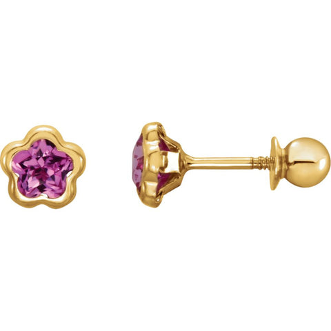 14k Yellow Gold October CZ Birthstone Earrings with Screw Backs