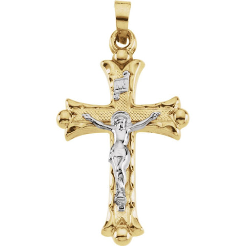 14K Yellow & White 25x18mm Hollow Crucifix Pendant