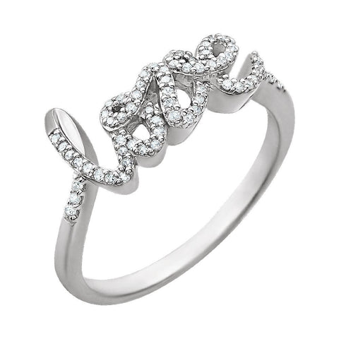 14k White Gold 1/6 CTW Diamond Ring, Size 7