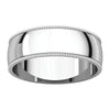 14k White Gold 6mm Light Milgrain Band, Size 9