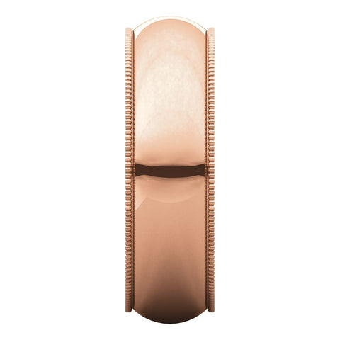 14k Rose Gold 6mm Milgrain Comfort Fit Band, Size 10