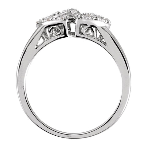 Sterling Silver .05 CTW Diamond Double Heart Design Ring Size 8
