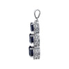 14k White Gold Created Blue Sapphire & .04 CTW Diamond 3-Stone Pendant