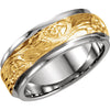 14K Two-Tone Gold 7mm Hand-Engraved Band Size 11