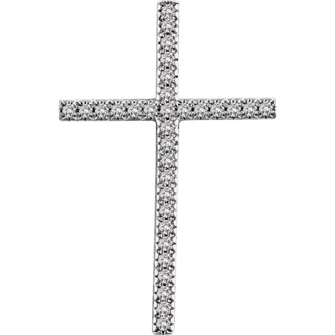 14k White Gold 3/4 CTW Diamond Cross Pendant