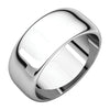 08.00 mm Half Round Band in 14K White Gold ( Size 8.5 )