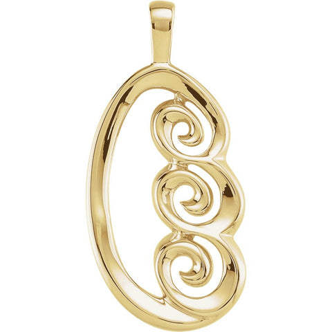 14k Yellow Gold 30x14mm Freeform Pendant