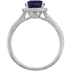14k White Gold Created Blue Sapphire & 1/5 CTW Diamond Ring