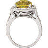 14k White Gold 1/2 CTW Diamond & 10x10mm Lemon Quartz Ring, Size 7