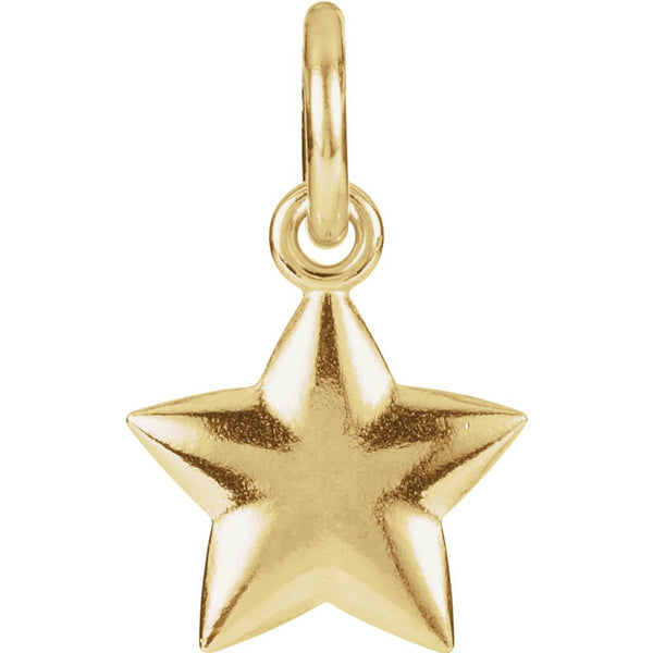14k Yellow Gold 15.75x9.75mm Puffed Star Charm with Jump Ring
