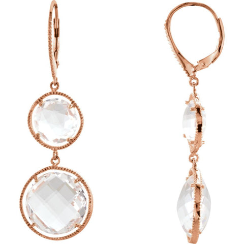 Sterling Silver Clear Quartz Lever Back Earrings