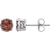 14K White Gold 3/8 CTW Brown Diamond Cluster Earrings