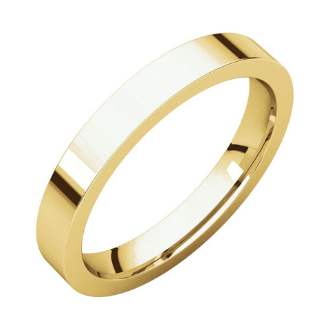 14k Yellow Gold 3mm Flat Comfort Fit Band, Size 10