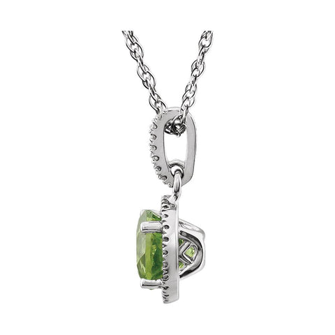 14k White Gold Peridot & 1/10 CTW Diamond 18" Necklace