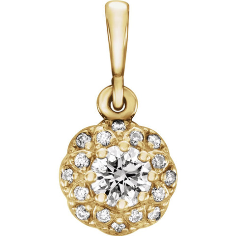 14k Yellow Gold 1/3 CTW Diamond Halo-Style Pendant