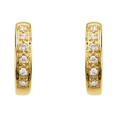 14k Yellow Gold 1/10 CTW Diamond Hoop Earrings