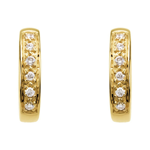 14k Yellow Gold 1/10 CTW Diamond Hoop Earrings