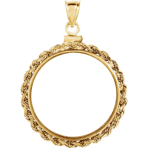 14k Yellow Gold Screw Top Rope Frame Pendant for U.S. $10.00 or 1/2 Ounce Chinese Panda Coin