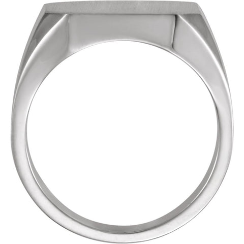 14k White Gold 18x16mm Octagon Men's Signet Ring, Size 11